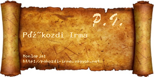Pákozdi Irma névjegykártya
